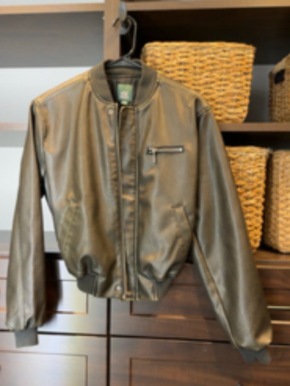 Wild Fable Black Faux Leather Bomber Jacket XXS | Cropped Moto Zip Jacket